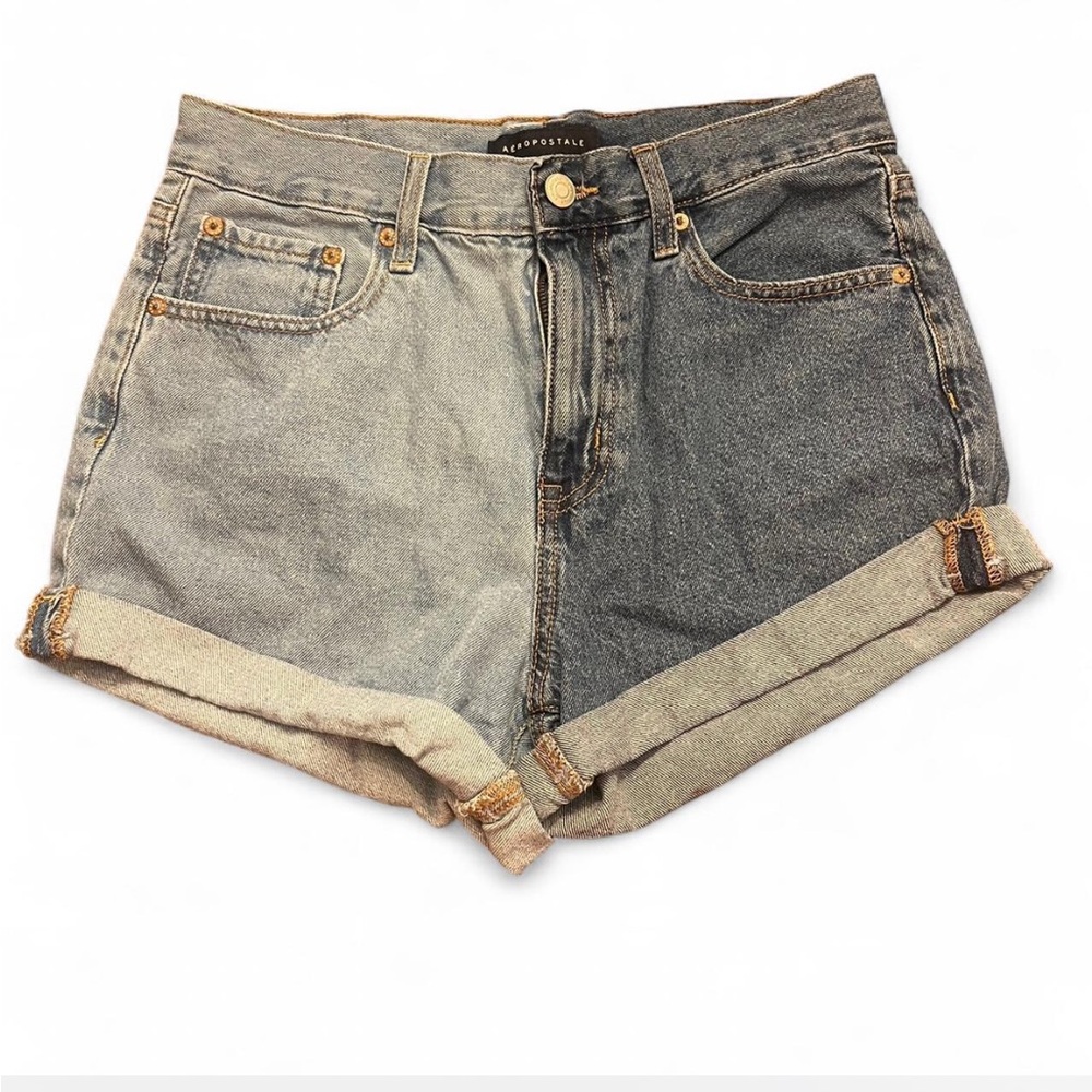 Aeropostale Black and Gray Jean Shorts High-Waisted